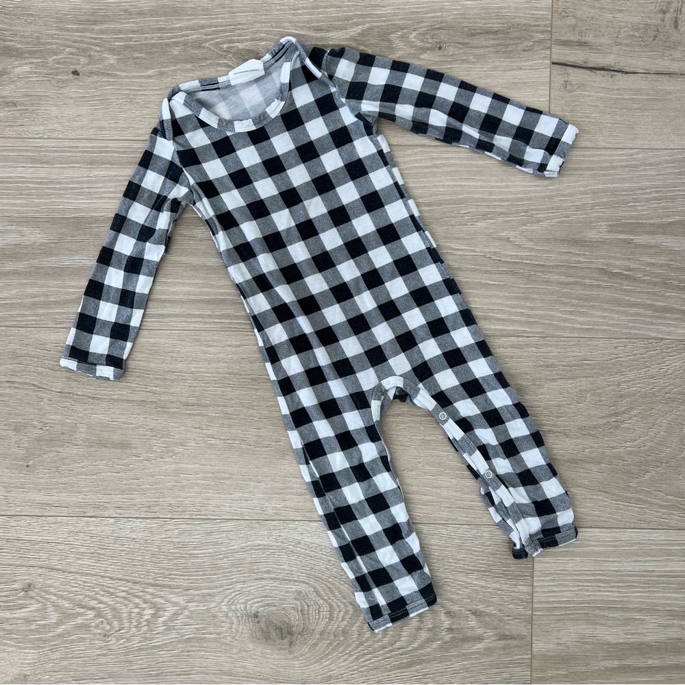 Spearmint Love Black Gingham Bamboo Snap Romper